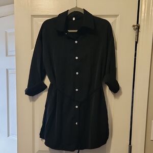 Black Button-Up Shirt Dress